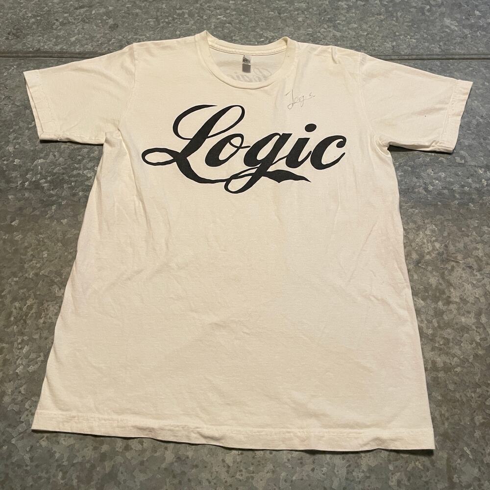 Logic Classic Logo Shirt Medium Concert Tour Hip Hop Rap Signed Autographed Y2K